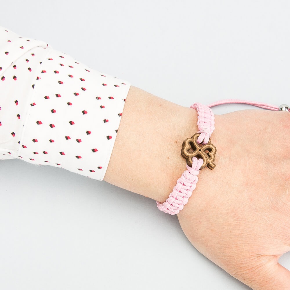 Wooden Bracelet Lady Shamrock Anigre Cotton (2)
