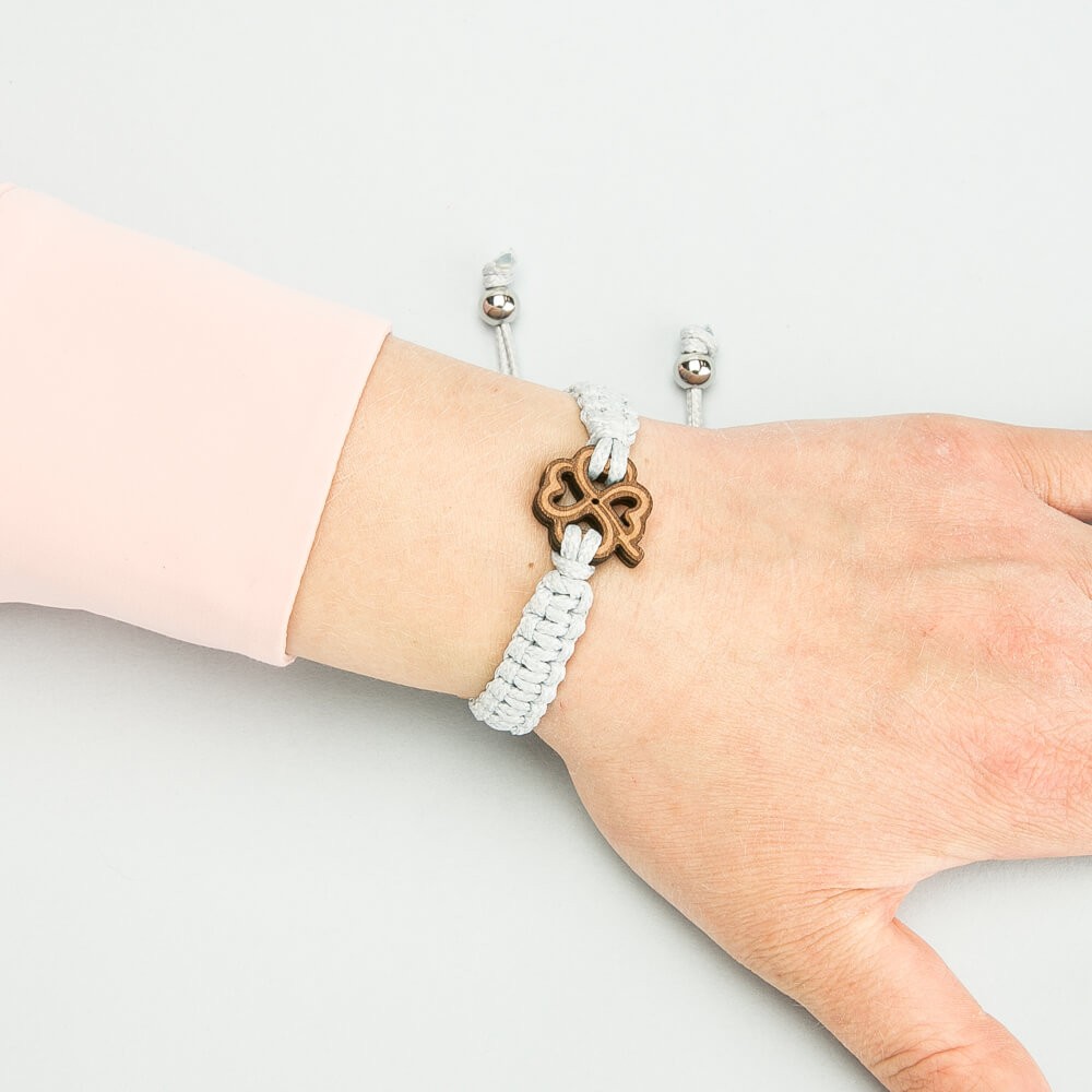 Wooden Bracelet Lady Shamrock Anigre Cotton (3)
