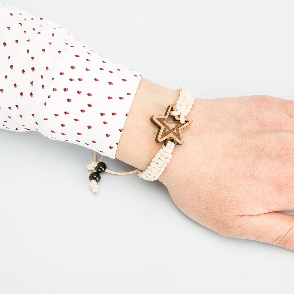 Wooden Bracelet Lady Star Anigre Cotton (4)