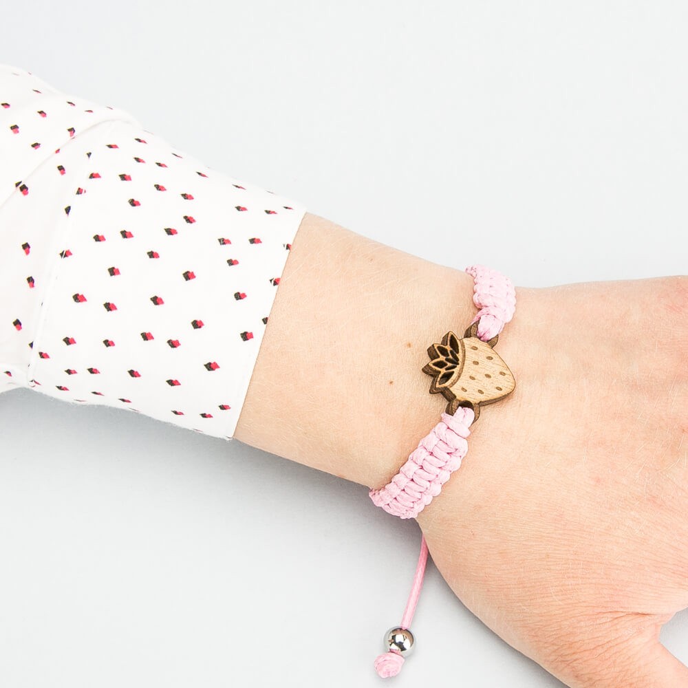 Wooden Bracelet Lady Strawberry Anigre Cotton (2)