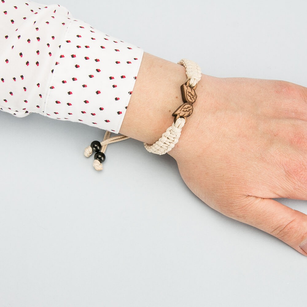 Wooden Bracelet Lady Wings Anigre Cotton (4)