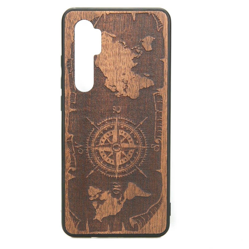 Drewniane Etui Xiaomi Mi Note 10 Lite RÓŻA WIATRÓW MERBAU (1)