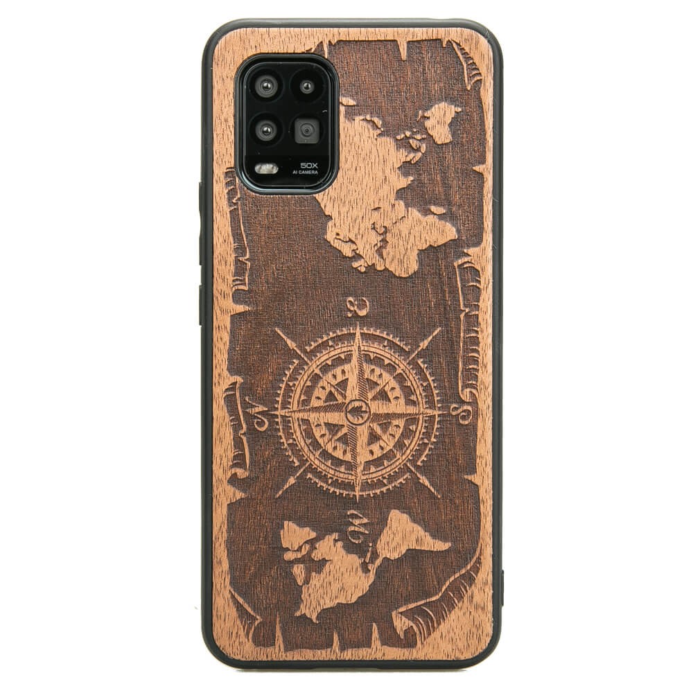 Drewniane Etui Xiaomi Mi 10 Lite RÓŻA WIATRÓW MERBAU (1)