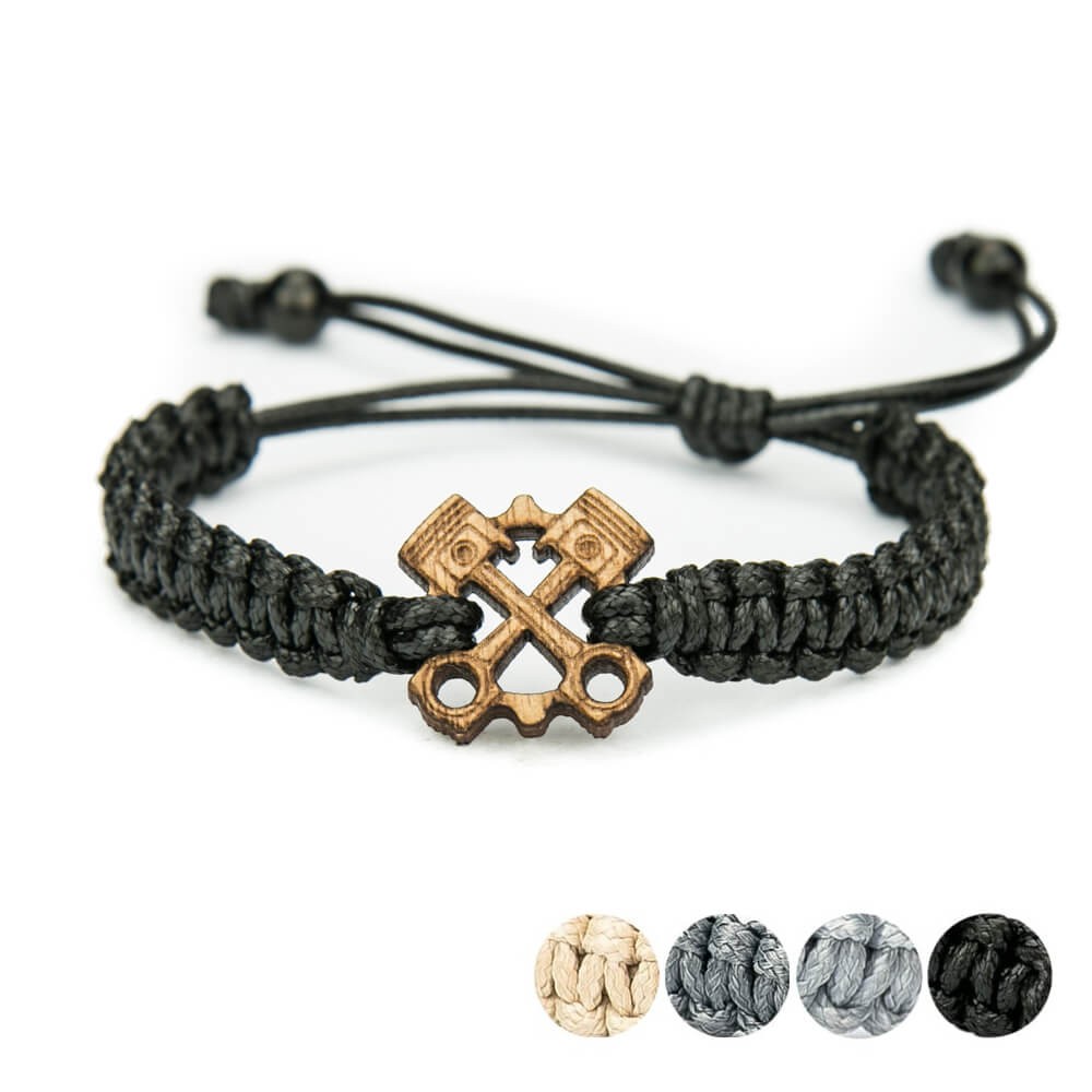 Wooden Bracelet Pistons Anigre Cotton (1)