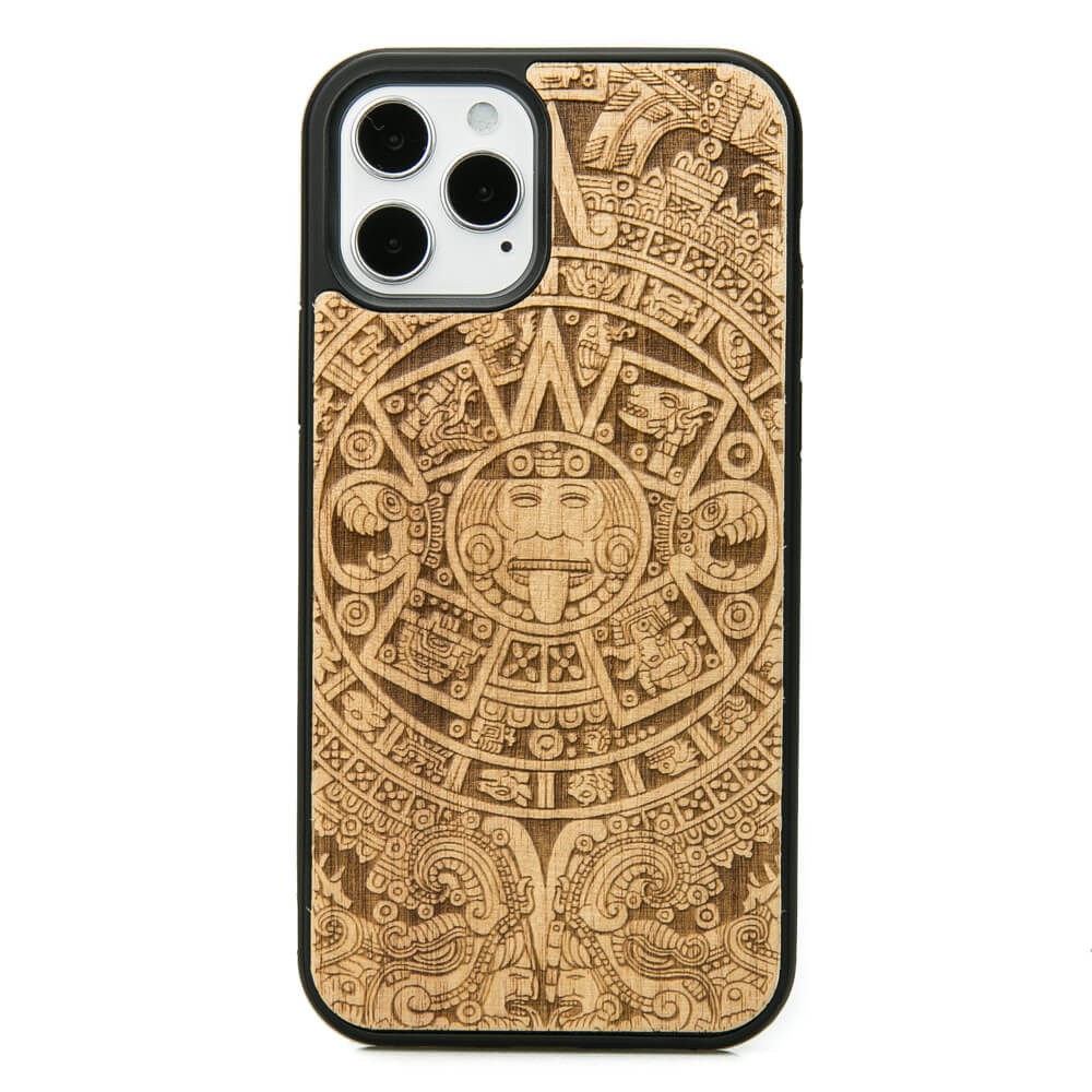 Drewniane Etui na iPhone 12 / 12 Pro KALENDARZ AZTECKI ANIEGRE (1)