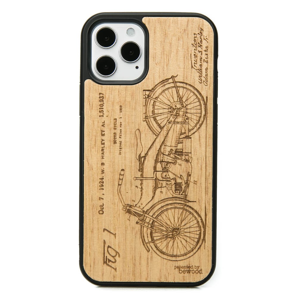 Drewniane Etui na iPhone 12 / 12 Pro HARLEY PATENT ANIEGRE (1)