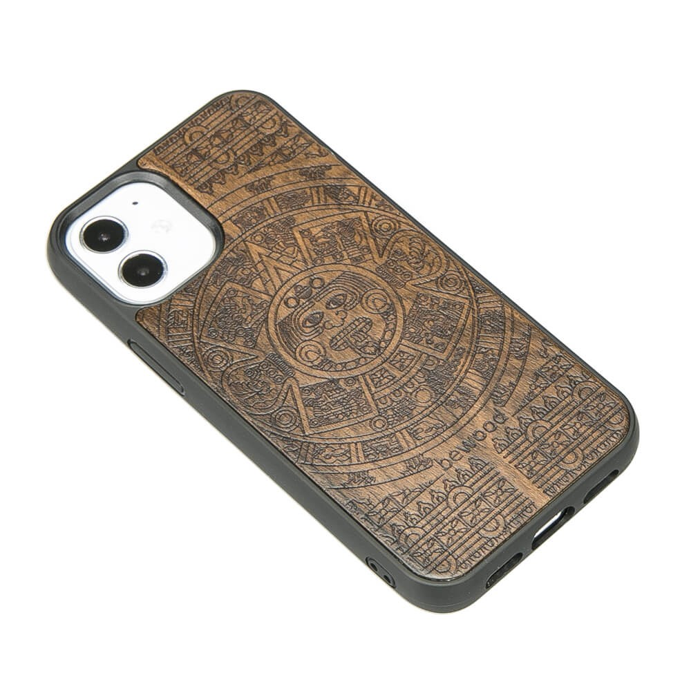 Drewniane Etui na iPhone 12 Mini KALENDARZ AZTECKI ZIRICOTE (2)