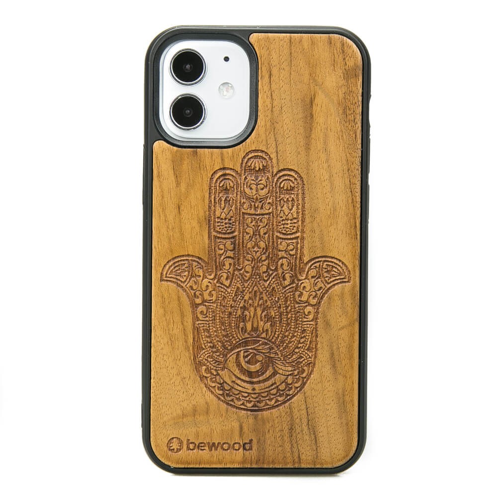 Drewniane Etui na iPhone 12 Mini HAMSA IMBUIA (1)