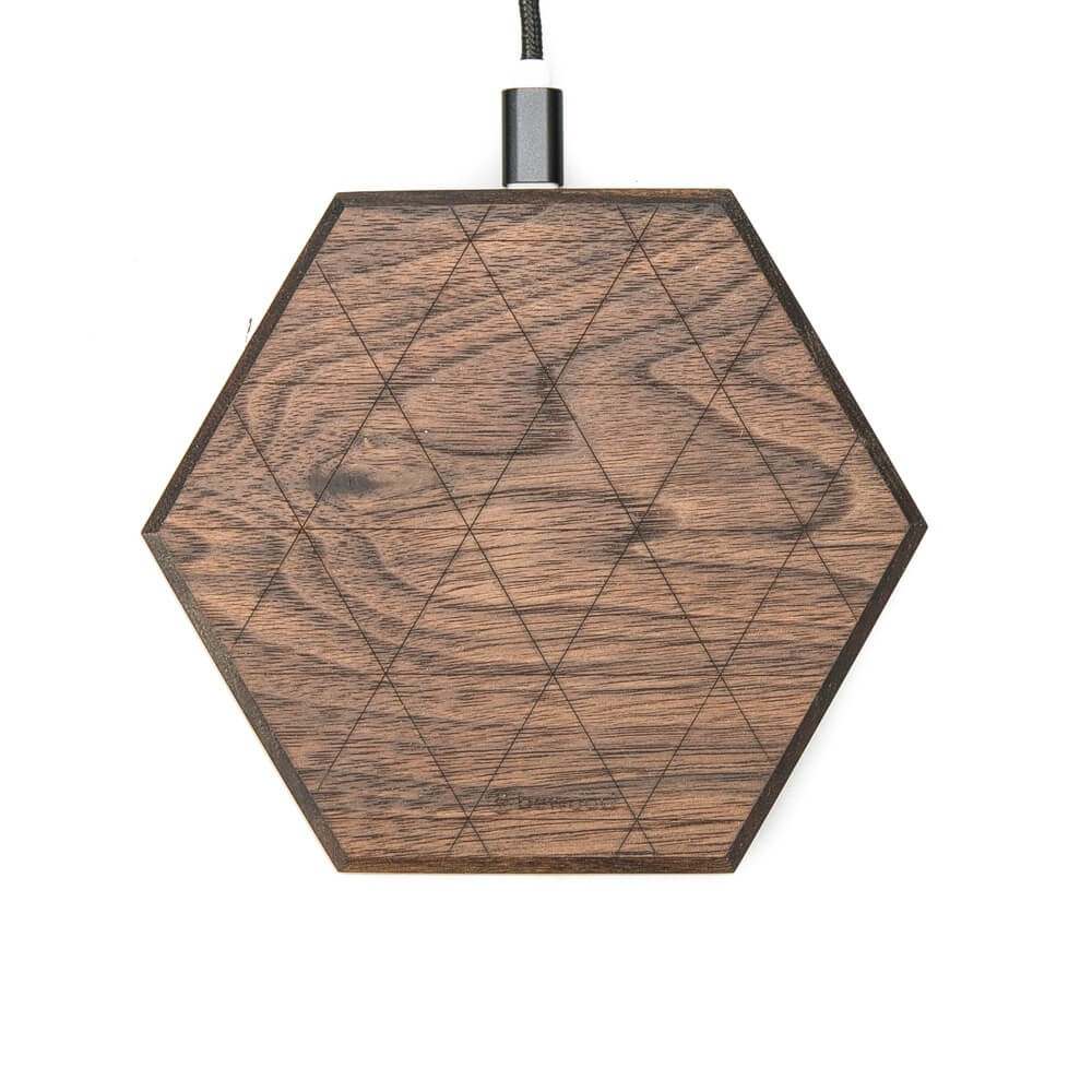 Ładowarka indukcyjna Bewood Slim Hexagon QI 15W Orzech (6)