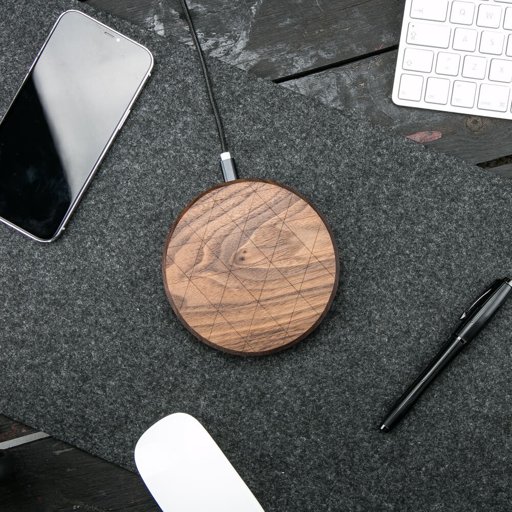 Wireless Charger Bewood Slim Circle QI 15W Walnut (8)