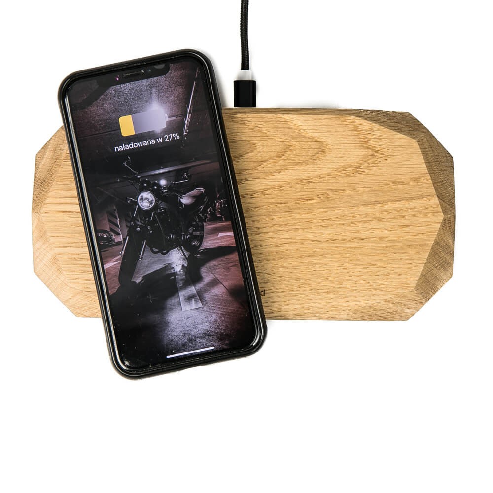 Ładowarka indukcyjna Podwójna Bewood Double QI 15W Dąb (6)