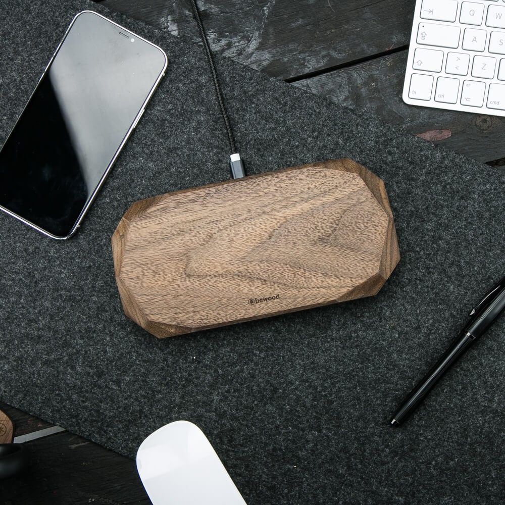 Wireless Charger Bewood Double QI 10W Walnut (5)