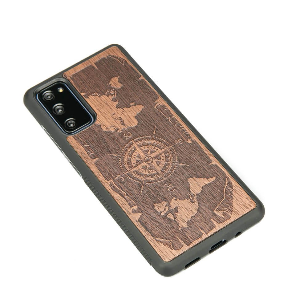 Drewniane Etui na Samsung Galaxy S20 FE RÓŻA WIATRÓW MERBAU (2)