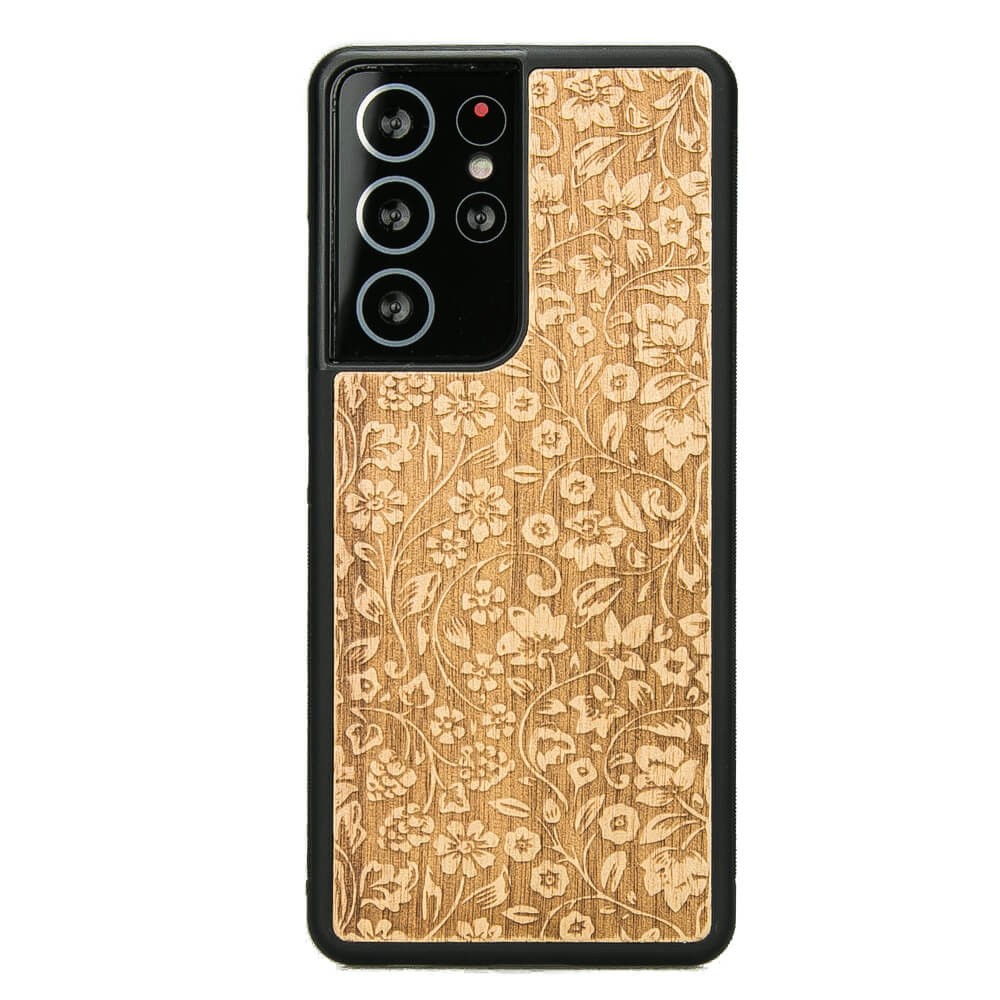 Drewniane Etui na Samsung Galaxy S21 Ultra KWIATY POLNE ANIEGRE (1)