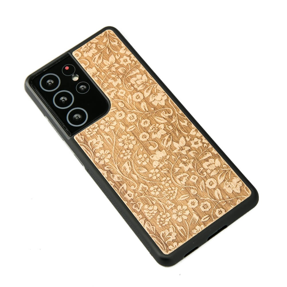 Drewniane Etui na Samsung Galaxy S21 Ultra KWIATY POLNE ANIEGRE (2)