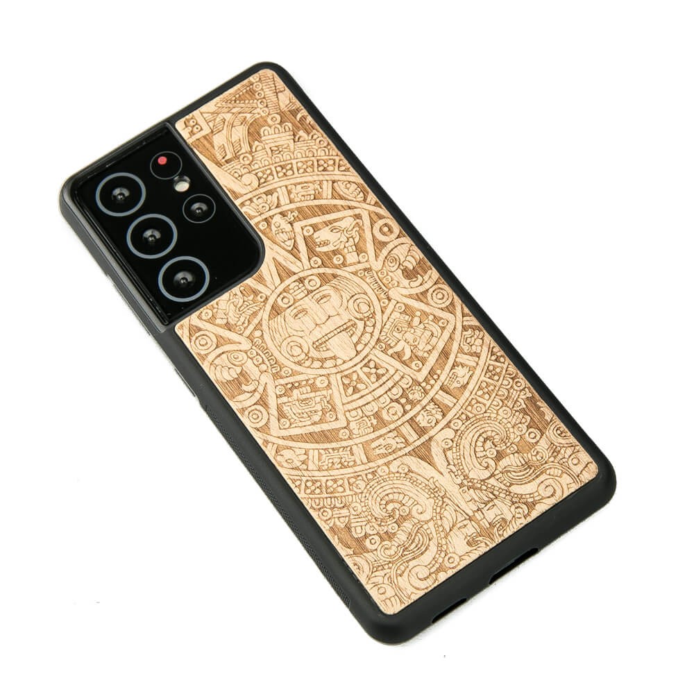 Samsung Galaxy S21 Ultra Aztec Calendar Anigre Wood Case (2)