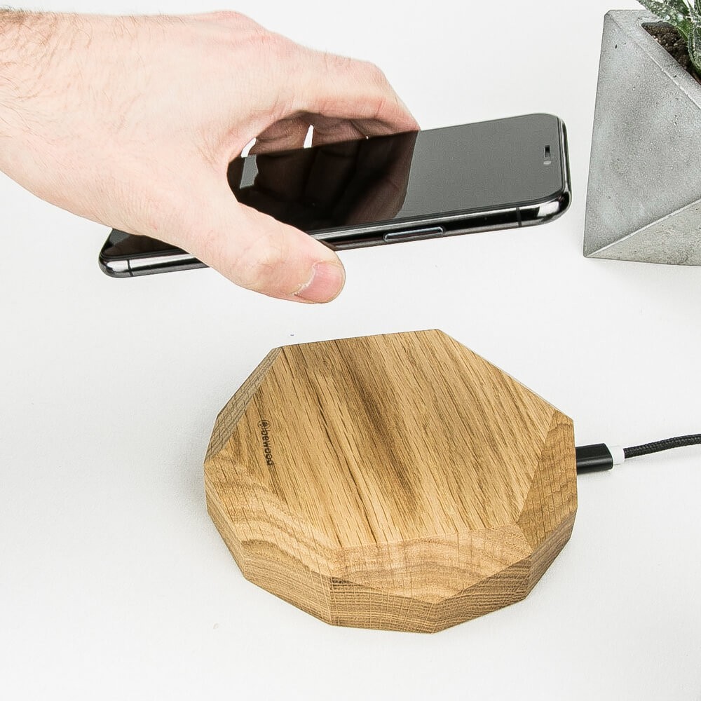 Ładowarka indukcyjna Bewood Geometryczna QI 15W Dąb (5)