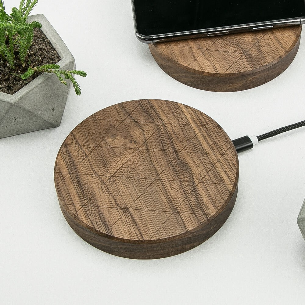 Wireless Charger Bewood Slim Circle QI 15W Walnut (4)