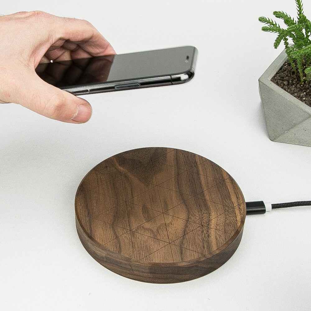Wireless Charger Bewood Slim Circle QI 15W Walnut (5)