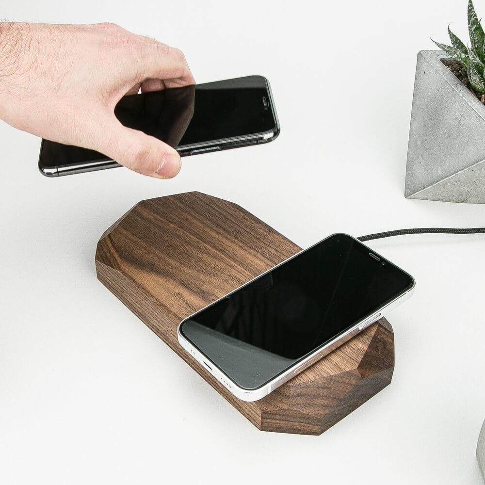Wireless Charger Bewood Double QI 10W Walnut (1)