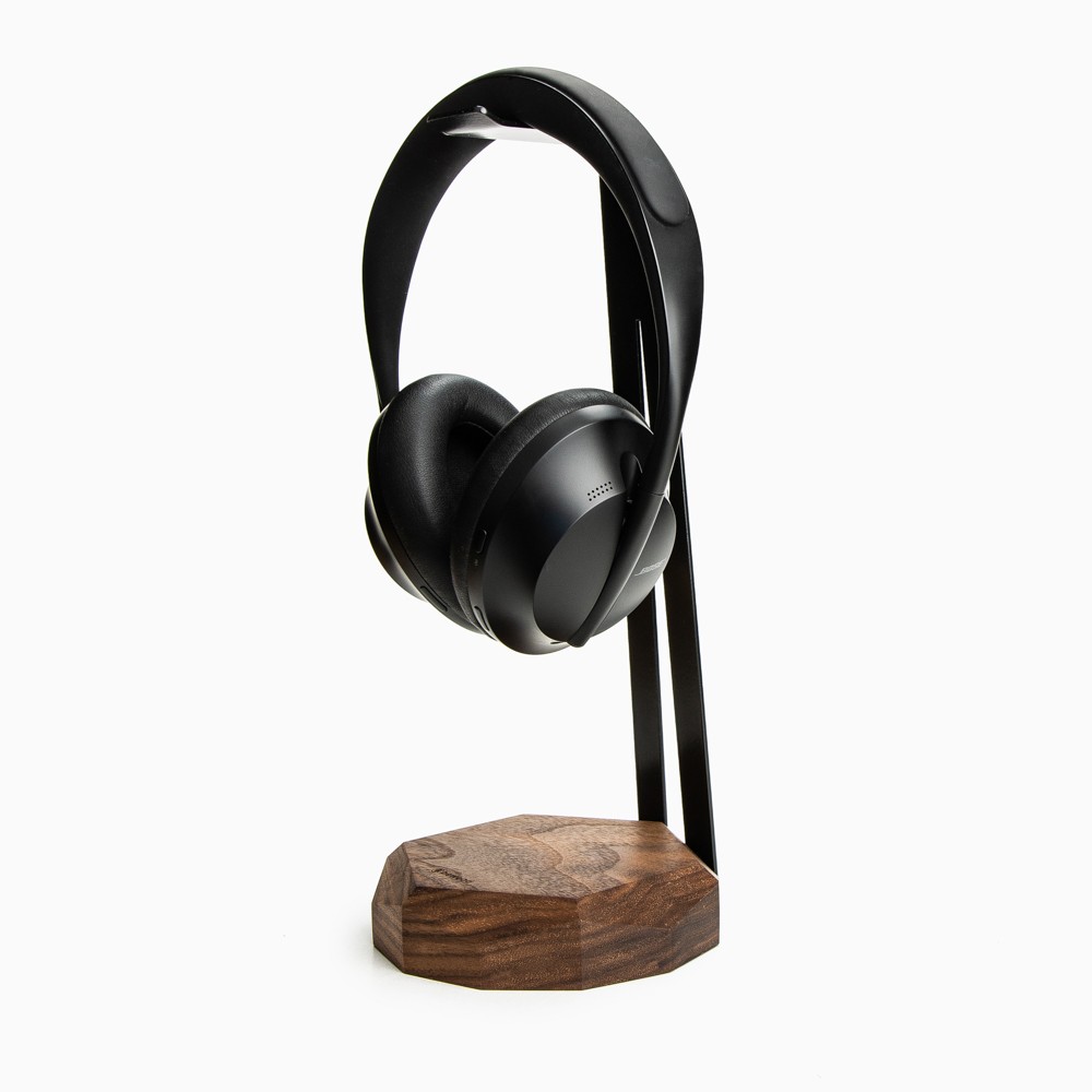 Stojak na słuchawki Bewood z Ładowarką QI 15W - Black - Orzech (8)