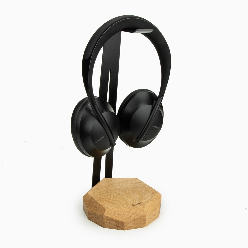 Wood Headphone Stand with QI Charger 15W - Black - Oak (15)