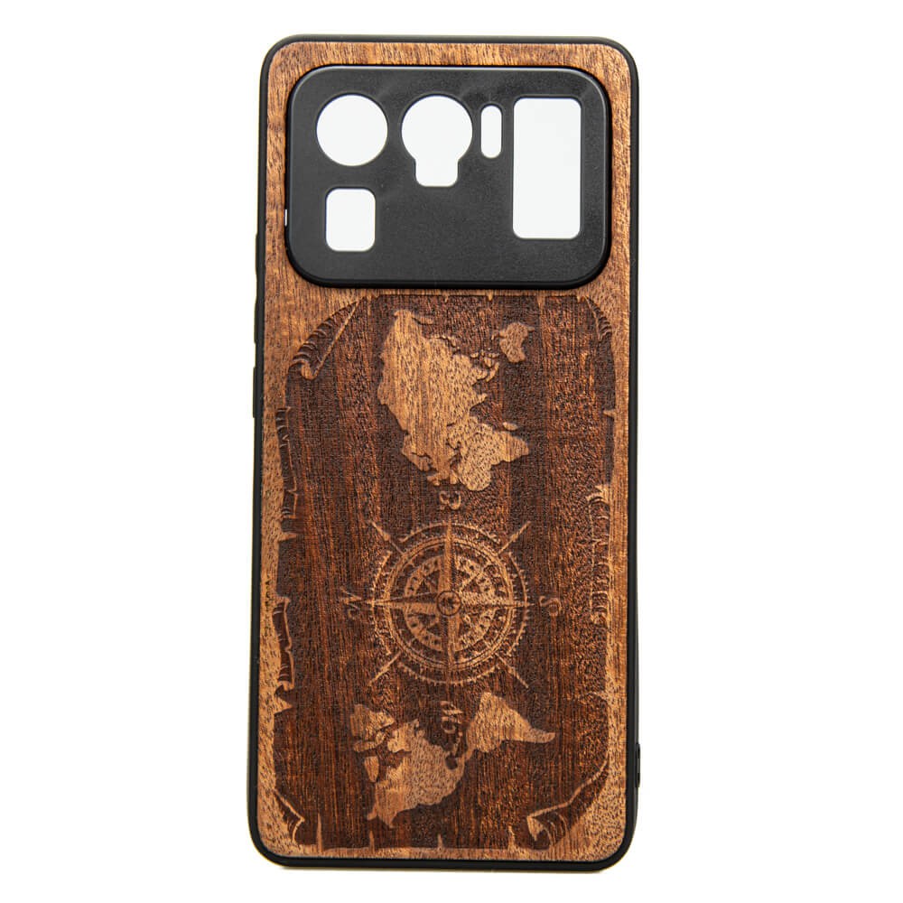 Drewniane Etui Xiaomi Mi 11 Ultra RÓŻA WIATRÓW MERBAU (1)
