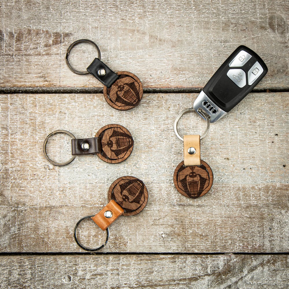 Drewniany Brelok Leather Niedźwiedź Geometryczny Merbau (3)