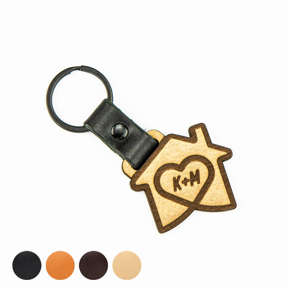 Drewniany Personalizowany Brelok Leather Dom Plus Inicjały Aniegre (1)