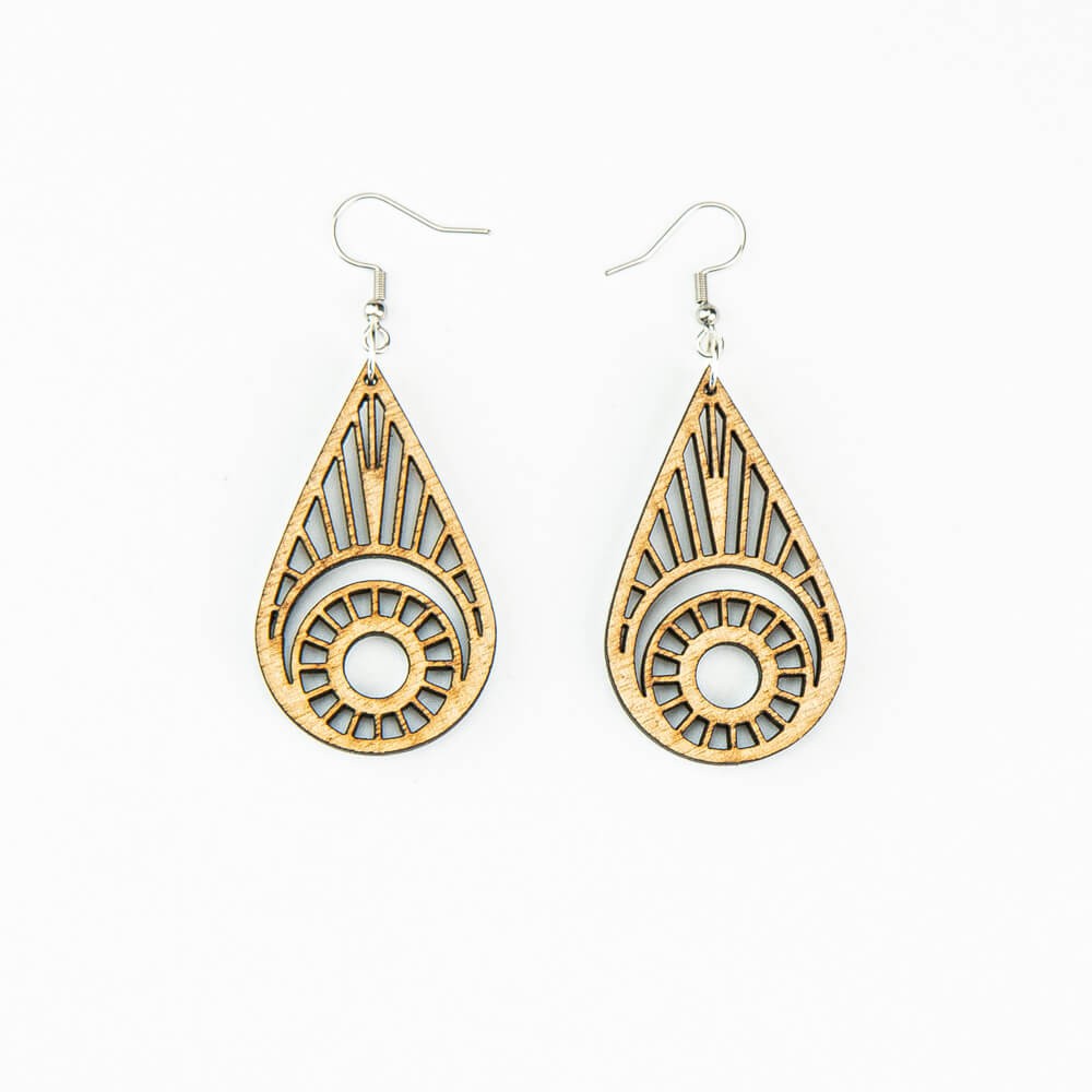 Wooden earrings TEAR Anigre (1)