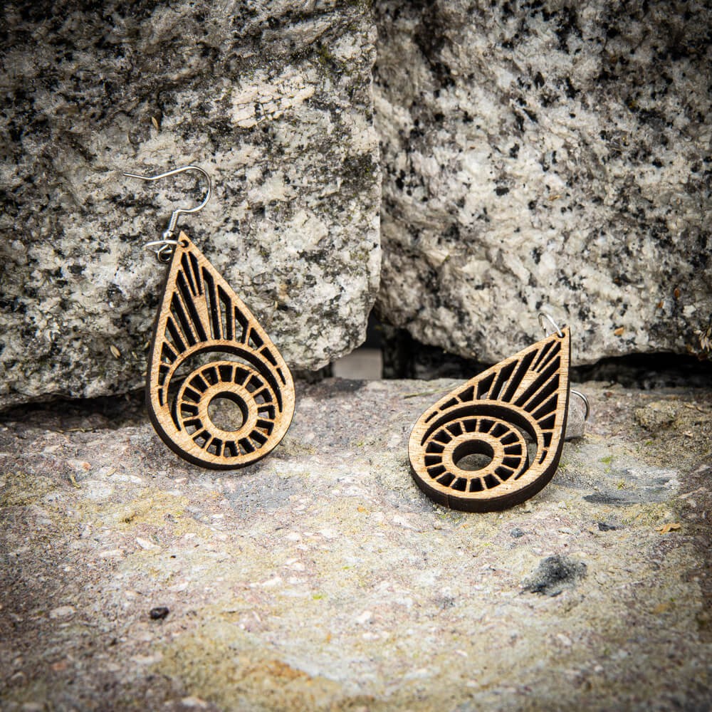Wooden earrings TEAR Anigre (2)