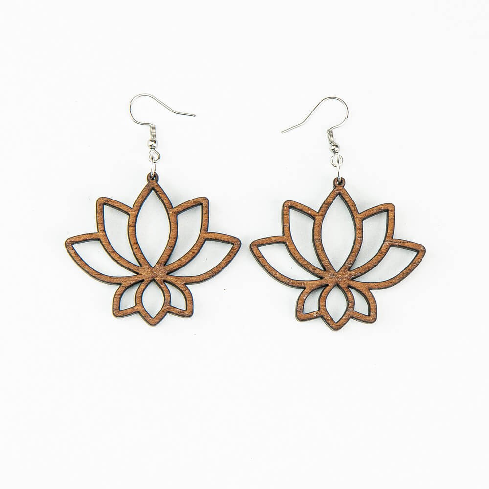 Wooden earrings LOTUS Merbau (1)
