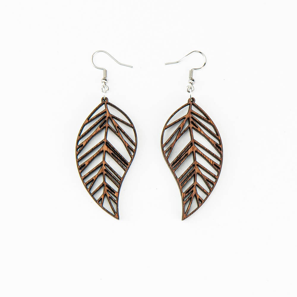 Wooden earrings LEAFS NO 2 Merbau (1)