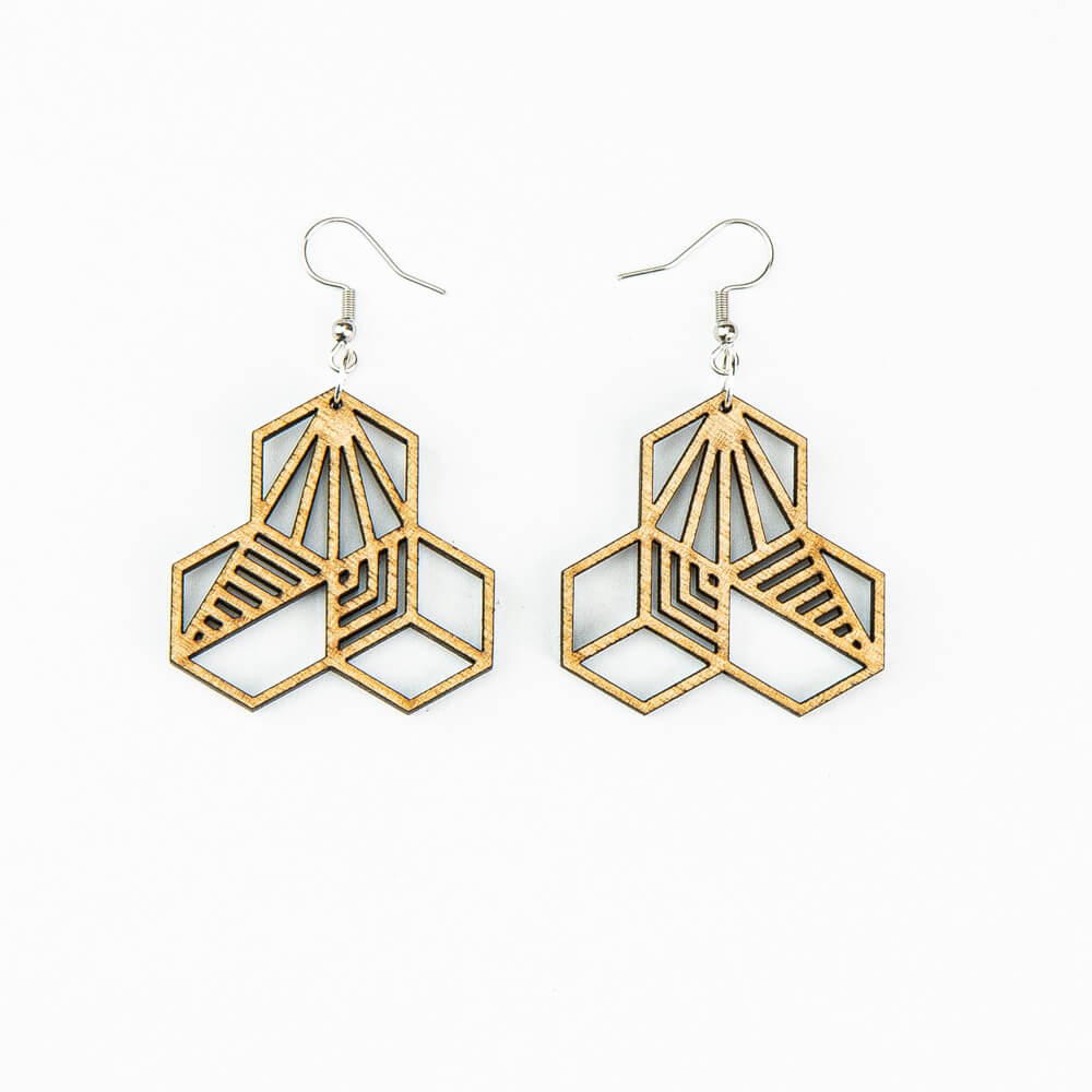 Drewniane kolczyki HONEYCOMB Aniegre (1)