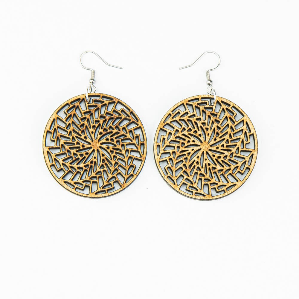 Wooden earrings GEOMETRIC CIRCLE Anigre (1)