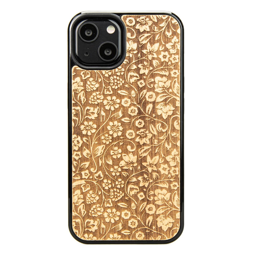 Apple iPhone 13 Flowers Anigre Wood Case (1)