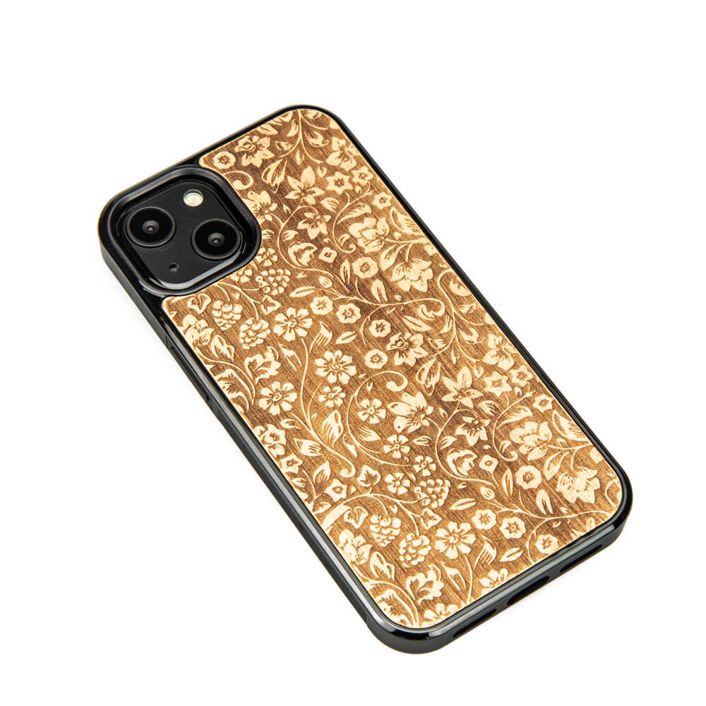 Apple iPhone 13 Flowers Anigre Wood Case (2)