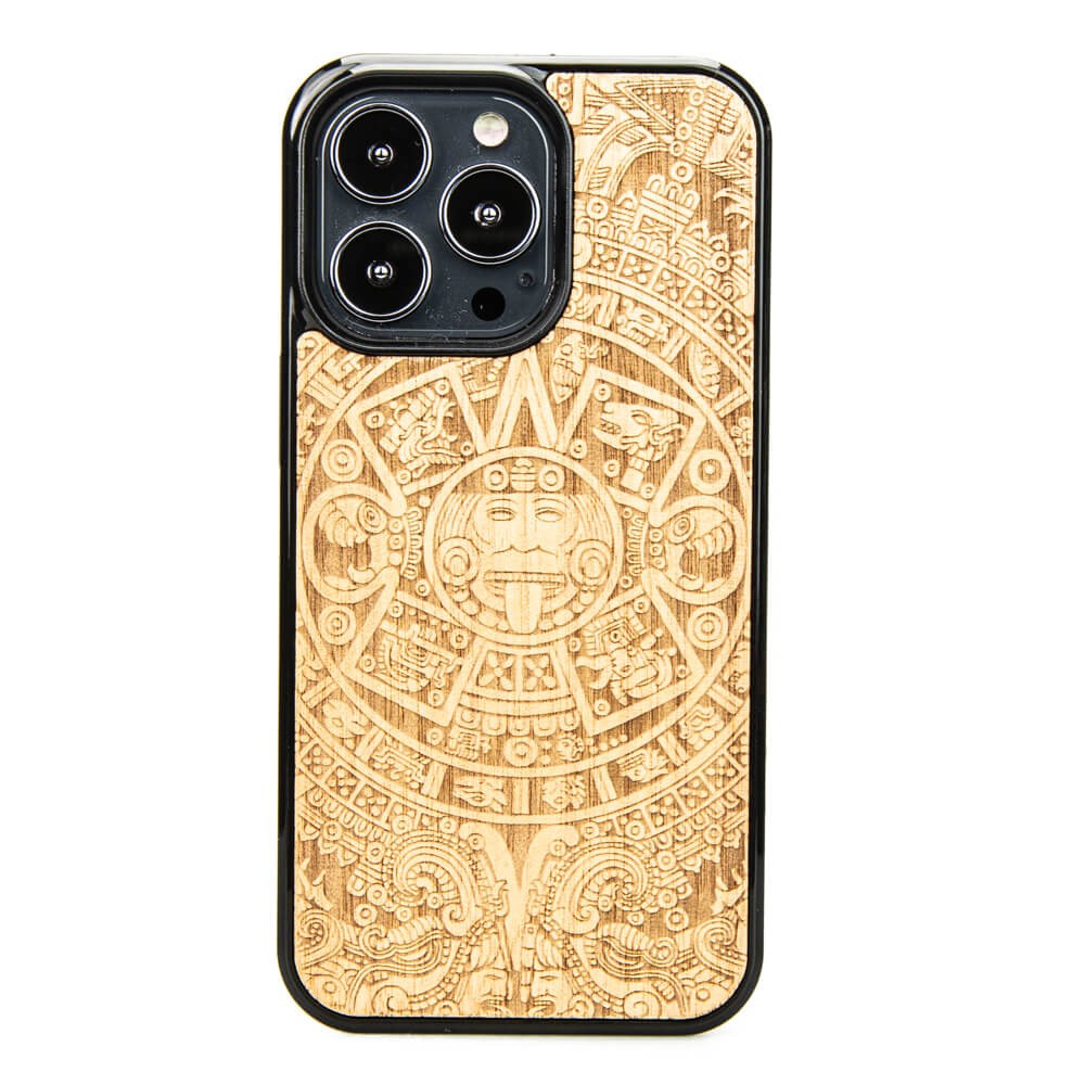 Drewniane Etui na iPhone 13 Pro KALENDARZ AZTECKI ANIEGRE (1)
