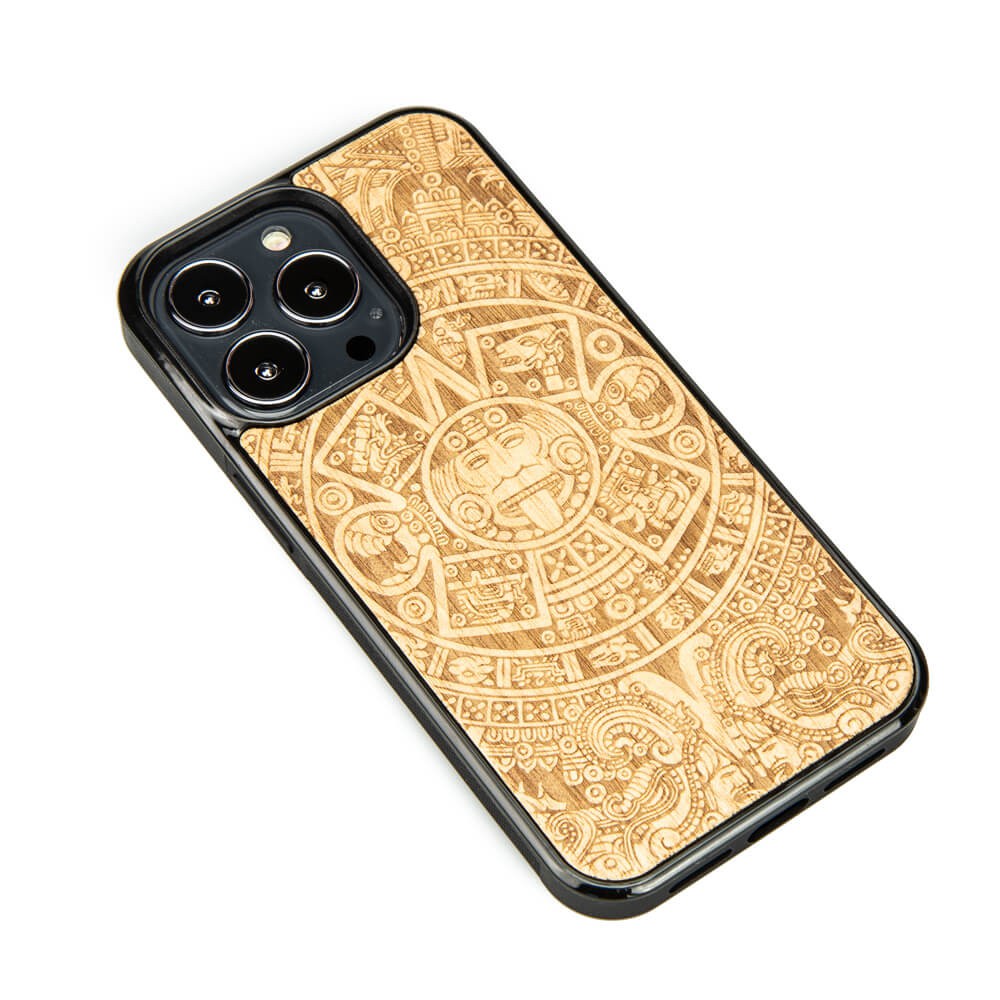 Drewniane Etui na iPhone 13 Pro KALENDARZ AZTECKI ANIEGRE (2)