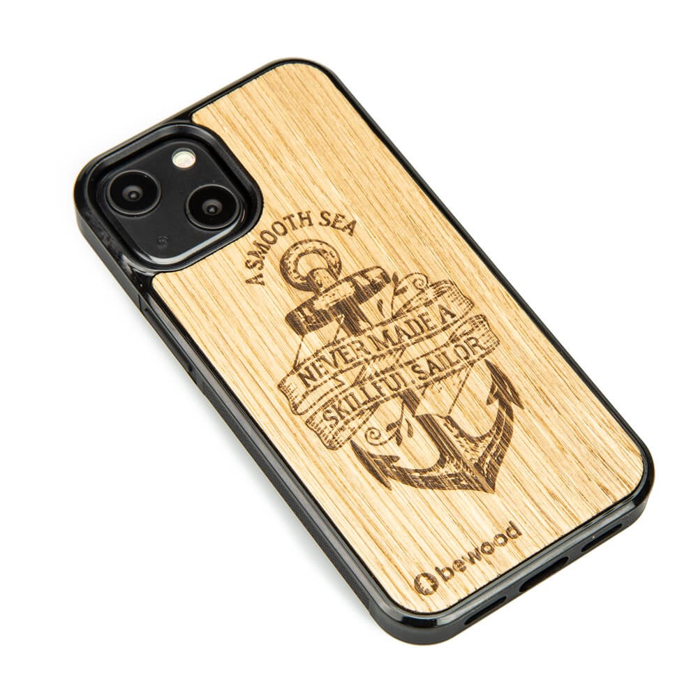 Drewniane Etui na iPhone 13 Mini KOTWICA DĄB (2)
