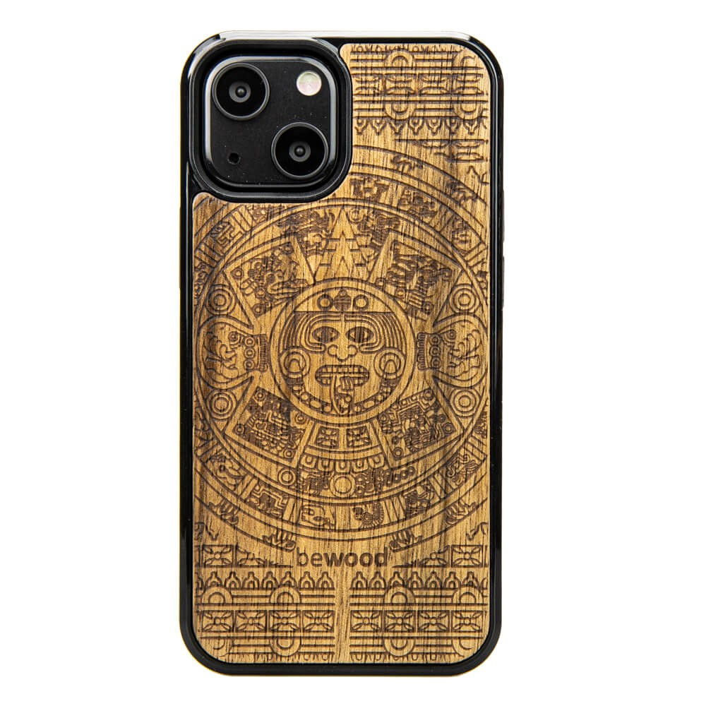 Apple iPhone 13 Mini Aztec Calendar Frake Wood Case (1)