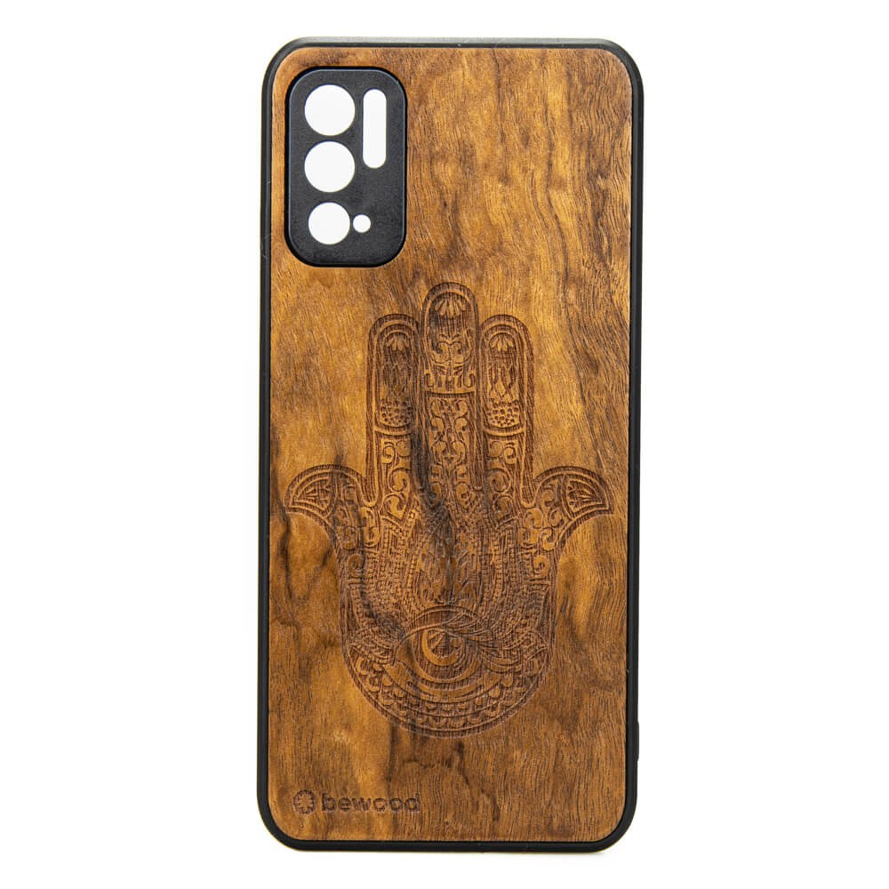 Drewniane Etui Xiaomi Redmi Note 10 5G HAMSA IMBUIA (1)