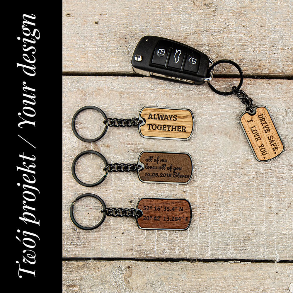 Personalizowany Brelok Bewood - Twój Napis - Czarny (1)