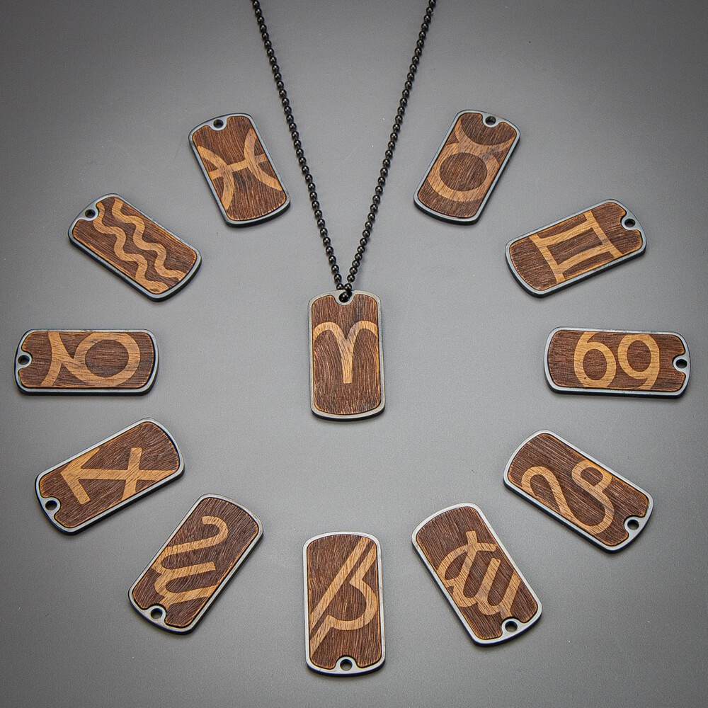 Dog tag Bewood Zodiac Signs Imbuia Black (1)