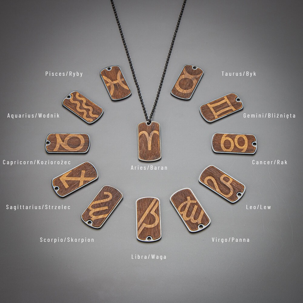 Dog tag Bewood Zodiac Signs Imbuia Black (2)