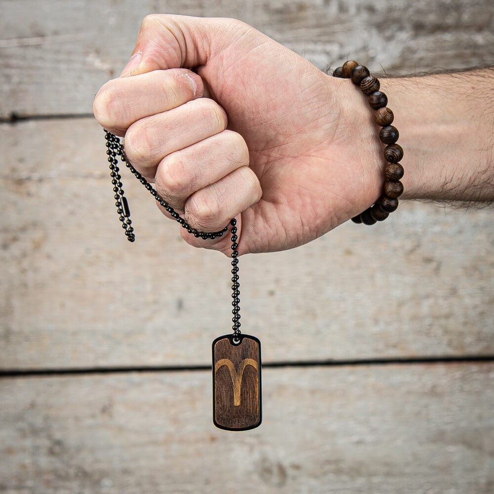 Dog tag Bewood Zodiac Signs Imbuia Black (3)