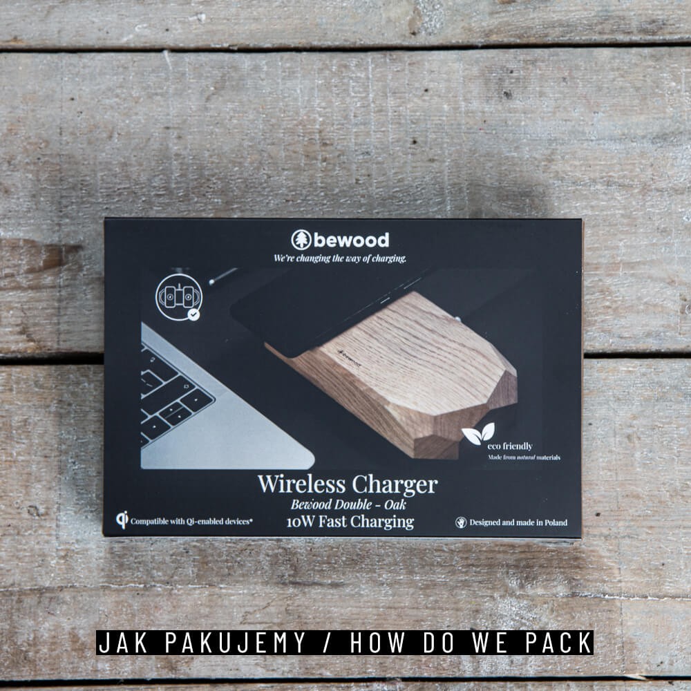 Ładowarka indukcyjna Podwójna Bewood Double QI 15W Dąb (10)