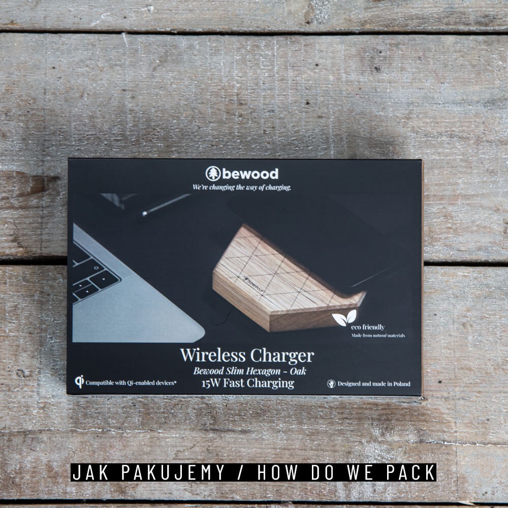 Ładowarka indukcyjna Bewood Slim Hexagon QI 15W Dąb (11)