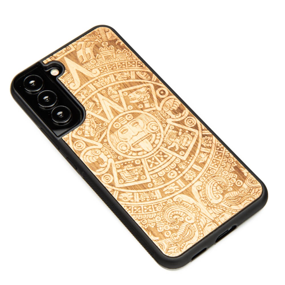 Samsung Galaxy S22 Plus Aztec Calendar Anigre Wood Case (2)