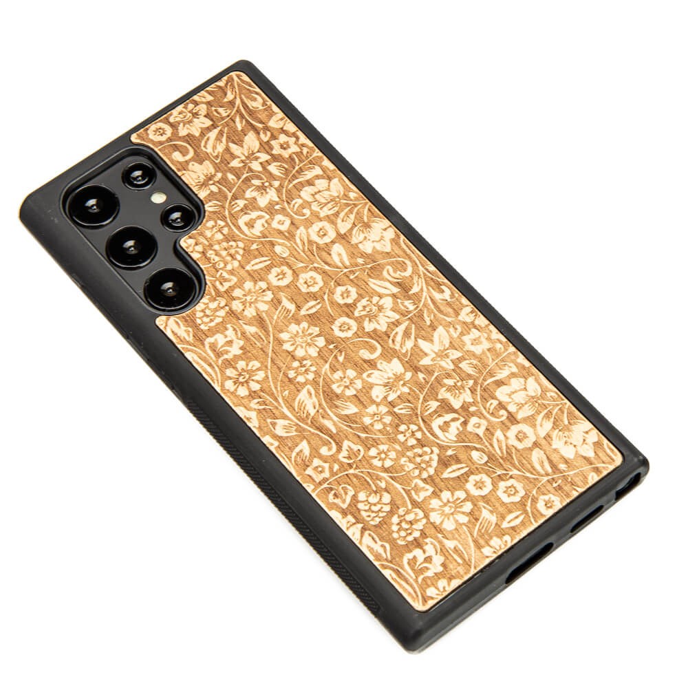 Drewniane Etui na Samsung Galaxy S22 Ultra KWIATY POLNE ANIEGRE (2)